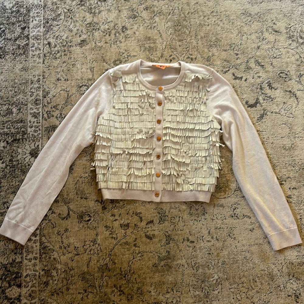Tory Burch beige fringe sweater